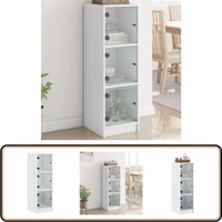 Highboard mit Glastüren Weiß 35x37x109 cm - Sideboard - Vitrine - Wohnzimmermöbel - Hochschrank - Aufbewahrung Highboard mit Glastüren Weiß 35x37x109 cm - Sideboard - Vitrine - Wohnzimmermöbel - Hochschrank - Aufbewahrung von VIDAXL