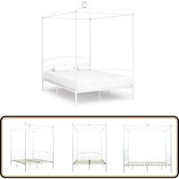 Himmelbett-Gestell Weiß Metall 120 x 200 cm - Himmelbett Gestell - Metallbettrahmen - Doppelbett Rahmen - Weißes Bett - Schlafraum Dekoration Himmelbett-Gestell Weiß Metall 120 x 200 cm - Himmelbett Gestell - Metallbettrahmen - Doppelbett Rahmen - Weißes Bett - Schlafraum Dekoration von VIDAXL