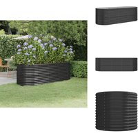 Hochbeet Pulverbeschichteter Stahl 224x80x68 cm Anthrazit - Hochbeet - Pflanzenbehälter - Gartengeräte - Stahlteile - Outdoor Dekoration von VIDAXL