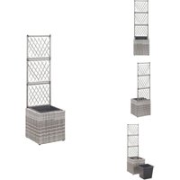 Hochbeet mit Rankgitter 1 Topf 30x30x107 cm Poly Rattan Grau - Hochbeet - Polyrattan - Gartenmöbel - Blumenerde - Balkonbepflanzung Hochbeet mit Rankgitter 1 Topf 30x30x107 cm Poly Rattan Grau - Hochbeet - Polyrattan - Gartenmöbel - Blumenerde - Balkonbepflanzung von VIDAXL