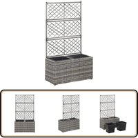 Vidaxl - Hochbeet mit Rankgitter 2 Töpfe 58×30×107cm Poly Rattan Grau - Hochbeet - Rankgitter - Polyrattan - Gartenmöbel - Outdoor Dekoration von VIDAXL