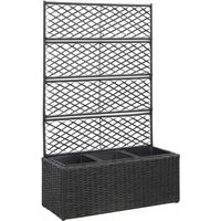 Hochbeet mit Rankgitter 3 Töpfe 83×30×130cm Poly Rattan Schwarz vidaXL von VIDAXL