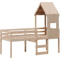 Hochbett mit Dach 90x190 cm Massivholz Kiefer vidaXL von VIDAXL