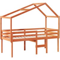 Vidaxl - Hochbett mit Dach Wachsbraun 90x200 cm Massivholz Kiefer von VIDAXL