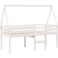 Hochbett mit Dach Weiß 90x190 cm Massivholz Kiefer Vidaxl von VIDAXL