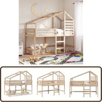 Hochbett mit Leiter und Dach 80x200 cm Massivholz Kiefer - Kinderhochbett - Holzbett - Kiefernholzbett - Jugendzimmermöbel - Loftbett Hochbett mit Leiter und Dach 80x200 cm Massivholz Kiefer - Kinderhochbett - Holzbett - Kiefernholzbett - Jugendzimmermöbel - Loftbett von VIDAXL