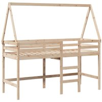 Hochbett mit Leiter und Dach 80x200 cm Massivholz Kiefer Vidaxl von VIDAXL