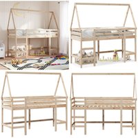 Hochbett mit Leiter und Dach 90x190 cm Massivholz Kiefer - Kinderhochbett - Holzbett - Kiefernholzbett - Jugendzimmermöbel - Raumsparbett - Home & Hochbett mit Leiter und Dach 90x190 cm Massivholz Kiefer - Kinderhochbett - Holzbett - Kiefernholzbett - Jugendzimmermöbel - Raumsparbett - Home & von VIDAXL