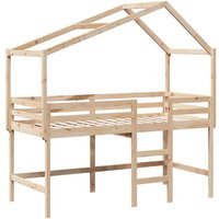 Hochbett mit Leiter und Dach 90x190 cm Massivholz Kiefer vidaXL von VIDAXL