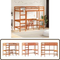 Hochbett mit Schreibtisch Wachsbraun 100x200 cm Massivholz - Hochbett - Jugendzimmer - Kinderschlafzimmer - Schreibtischbett - Holzbett Hochbett mit Schreibtisch Wachsbraun 100x200 cm Massivholz - Hochbett - Jugendzimmer - Kinderschlafzimmer - Schreibtischbett - Holzbett von VIDAXL