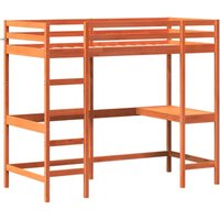 Hochbett mit Schreibtisch Wachsbraun 90x190cm Massivholz Kiefer Vidaxl von VIDAXL