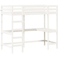 Hochbett mit Schreibtisch Weiß 100x200 cm Massivholz Kiefer Vidaxl von VIDAXL