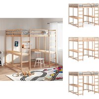 Hochbett mit Schreibtisch & Leiter 140x200 cm Massivholz Kiefer - Holzbett - Hochbett - Jugendzimmer - Kinderzimmer - Schlafzimmerschrank von VIDAXL