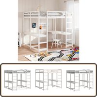 Hochbett mit Schreibtisch & Leiter Weiß 180x200 cm Kiefernholz - Holzbett - Hochbett - Kinderzimmer - Jugendzimmer - Schlafzimmerschrank von VIDAXL