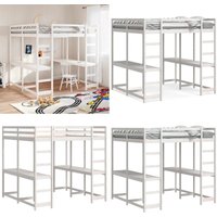 Hochbett mit Schreibtisch & Leiter Weiß 200x200 cm Kiefernholz - Holzbett - Hochbett - Jugendzimmer - Kinderzimmer - Schlafzimmerschrank - Home & von VIDAXL