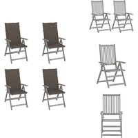 Hochlehner Verstellbar 4 Stk. mit Auflagen Massivholz Akazie - Gartensessel - Hochlehner - Gartenstuhl - Akazienholz - Esszimmerstuhl von VIDAXL