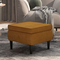 Hocker mit Holzbeinen Braun Samt Vidaxl von VIDAXL