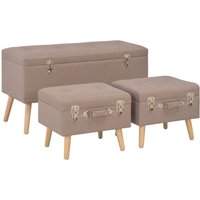 Hocker mit Stauraum 3 Stk. Braun Stoff Vidaxl von VIDAXL