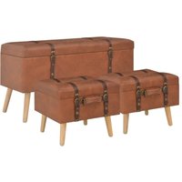 Hocker mit Stauraum 3 Stk. Hellbraun Kunstleder Vidaxl von VIDAXL