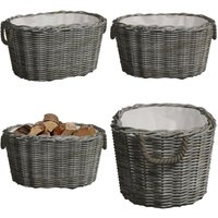 Holzkorb mit Tragegriffen 59x42x28 cm Grau Weide - Holzkorb - Kaminholzkorb - Weidenkorb - Landhaus Deko - Lagerung - Home & Living von VIDAXL