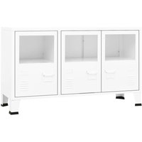 Vidaxl - Industrial Sideboard Weiß 105x35x62 cm Metall und Glas von VIDAXL