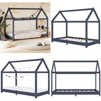 Vidaxl - Kinder-Bettgestell Grau Massivholz Kiefer 70 x 140 cm - Kinderbett - Holzbett - Kiefernholzbett - Jugendzimmer - Betten Für Kinder - Home & von VIDAXL