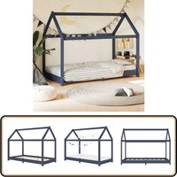 Vidaxl - Kinder-Bettgestell Grau Massivholz Kiefer 80 x 160 cm - Kinderbett - Holzbett - Kiefernholzbette - Jugendzimmer - Baumhausstil von VIDAXL