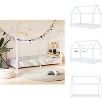 Kinder-Bettgestell Weiß Massivholz Kiefer 70 x 140 cm - Kinderbett - Holzbett - Kiefernholzbette - Jugendzimmer Dekoration - Baumhausstil Bett von VIDAXL