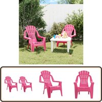 Kinder-Gartenstühle 2 Stk. Rosa 37x34x44 cm pp Holzoptik - Kindergartensessel - Gartenstühle Für Kinder - Rosa Stuhl - Outdoor Möbel - Spielplatzmöbel von VIDAXL