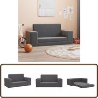 Kinder-Schlafsofa 2-Sitzer Anthrazit Weicher Plüsch - Kinder-Sofa - Kindercouch - Schlafsofa - Kuschelbett - Spielplatz von VIDAXL