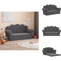 Kinder-Schlafsofa 2-Sitzer Anthrazit Weicher Plüsch - Kinder-Sofa - Kinderzimmersofa - Kuschelbett - Spielplatzsofa - Beistelltisch von VIDAXL