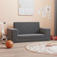Vidaxl - Kinder-Schlafsofa 2-Sitzer Anthrazit Weicher Plüsch 148714 von VIDAXL