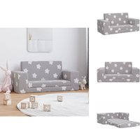 Kinder-Schlafsofa 2-Sitzer Hellgrau mit Sternen Weicher Plüsch - Kinder-Sofa - Kinderzimmersofa - Kuschel-Couch - Beistelltisch - Spielplatz von VIDAXL