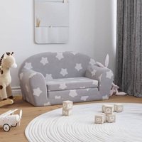 Vidaxl - Kinder-Schlafsofa 2-Sitzer Hellgrau mit Sternen Weicher Plüsch 937737 von VIDAXL