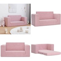 Kinder-Schlafsofa 2-Sitzer Rosa Weicher Plüsch - Kinder-Sofa - Kindercouch - Kuschelbett - Spielplatz - Rosa Sofa - Home & Living von VIDAXL