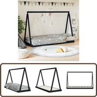 Kinderbett Schwarz 80x200 cm Massivholz Kiefer - Holz Kinderbett - Kiefernholz Kinderbett - Tippis Bett - Kinderspielzimmer Dekoration - Jugendzimmer von VIDAXL