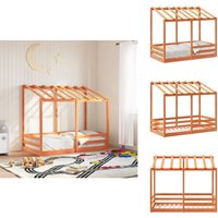 Vidaxl - Kinderbett mit Dach Wachsbraun 80x160 cm Massivholz Kiefer - Kinderbett - Holzbett - Kiefernholzbett - Jugendzimmer - Kinderzimmereinrichtung von VIDAXL