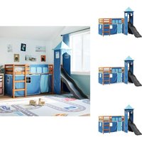 Kinderhochbett mit Turm Blau 90x190 cm Massivholz Kiefer - Kinderhochbett - Kinderhochbetten - Hochbett Kinder - Hochbetten Kinder von VIDAXL
