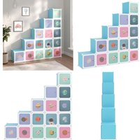 Kinderschrank Modular mit 15 Würfeln Blau pp - Kindermöbel - Spielzimmer Organisation - Regalsysteme - Stauraumlösung - Kindersicher - Home & Living von VIDAXL