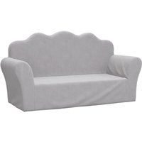 Kindersofa 2-Sitzer Hellgrau Weich Plüsch vidaXL von VIDAXL