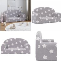 Vidaxl - Kindersofa 2-Sitzer Hellgrau mit Sternen Weich Plüsch - Kinder Couch - Kuschel Sofa - Spielsofa - Kinderzimmersofa - Grau Sofa - Home & Vidaxl - Kindersofa 2-Sitzer Hellgrau mit Sternen Weich Plüsch - Kinder Couch - Kuschel Sofa - Spielsofa - Kinderzimmersofa - Grau Sofa - Home & von VIDAXL