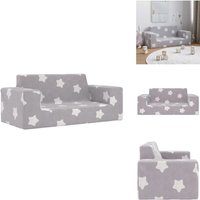 Kindersofa 2-Sitzer Hellgrau mit Sternen Weich Plüsch - Kindersofa - Kindersofas - Minisofa - Minicouch von VIDAXL