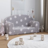 Kindersofa 2-Sitzer Hellgrau mit Sternen Weich Plüsch Vidaxl 352047 von VIDAXL