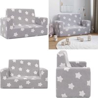 Kindersofa 2-Sitzer Hellgrau mit Sternen Weich Plüsch - Vidaxl Kindersofa 2-Sitzer Hellgrau mit Sternen Weich Plüsch - Vidaxl von VIDAXL