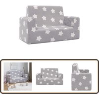 Kindersofa 2-Sitzer Hellgrau mit Sternen Weich Plüsch - Vidaxl Kindersofa 2-Sitzer Hellgrau mit Sternen Weich Plüsch - Vidaxl von VIDAXL