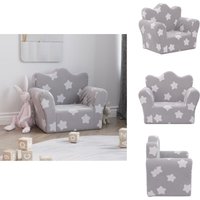 Kindersofa Hellgrau mit Sternen Weich Plüsch - Kindercouch - Kuschelsoファ - Kinderzimmersofa - Sitzsack Kinder - Kindersitzplatz von VIDAXL