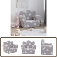 Kindersofa Hellgrau mit Sternen Weich Plüsch - Kindercouch - Kuschelsoファ - Kinderzimmersofa - Sitzsack Kinder - Kindersitzplatz von VIDAXL