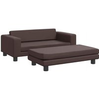 Kindersofa mit Hocker Braun 100x50x30 cm Kunstleder Vidaxl von VIDAXL