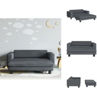 Kindersofa mit Hocker Dunkelgrau 100x50x30 cm Samt - Kinder Sofa - Samtsofa - Sitzsack - Kinderschreibtisch - Spielzeugregal von VIDAXL