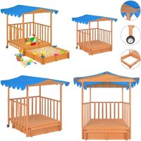 Kinderspielhaus mit Sandkasten Tannenholz Blau UV50 - Spielhaus mit Sandkasten - Spielhäuser mit Sandkästen - Home & Living - Blau von VIDAXL